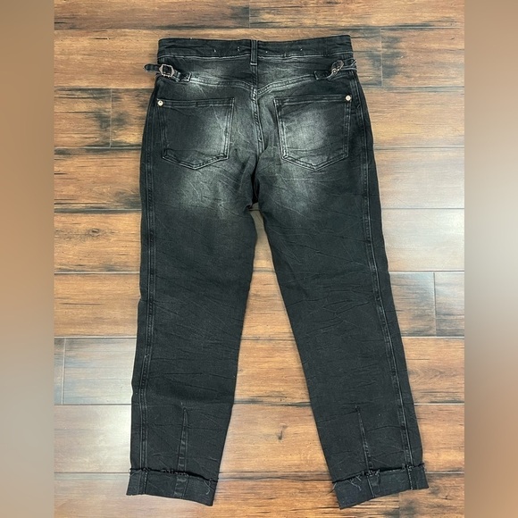 Anthro Pilcro Black Buckled Boyfriend Jeans HighRise Cinch Waist -Size 27 - Picture 10 of 16